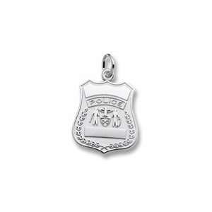  Police Badge Charm in Sterling Silver Jewelry