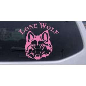 Lone Wolf Head Biker Car Window Wall Laptop Decal Sticker    Pink 20in 
