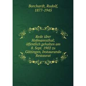 Rede Ã¼ber Hofmannsthal; Ã¶ffentlich gehalten am 8. Sept. 1902 zu 