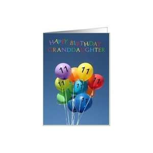  11th Birthday Card for Granddaughter colored balloons Card 