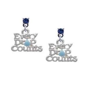 Every Drop Counts with Blue Water Drop Sapphire Swarovski Post Charm 