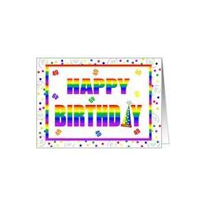  49 Year Old Happy Birthday Rainbow With Hat & Confetti 