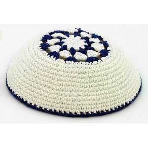  Jewish Knitted Blue & White Kippah 