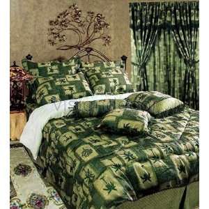  7pc Green Palm Tree Jacquard Cal King Bed in a Bag 