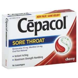  Cepacol Sore Throat, Lozenges, Cherry 16 lozenges Health 