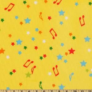  44 Wide Start The Party Musical Notes Yellow Fabric By 