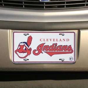 Cleveland Indians White Metal License Plate  Sports 