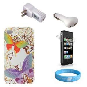  Butterfly Snap On Carrying Case for iPhone 4 + USB Car 