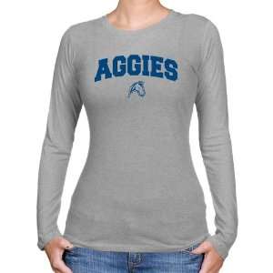  UC Davis Aggies Ladies Ash Logo Arch Long Sleeve Slim Fit 