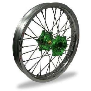 Pro Wheel MX Rear Wheel Set   19x1.85   Silver Rim/Green Hub 24 21051 