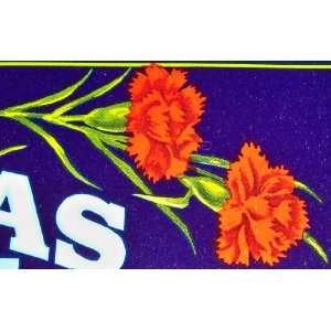  Red Carnations Arenas Crate Label, 1940s 