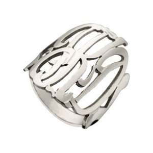  Silver Personalized Monogram Ladies Ring 