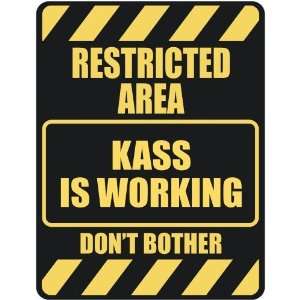   RESTRICTED AREA KASS IS WORKING  PARKING SIGN