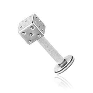 14g Labret Lip Ring Piercing Stud Jewelry with Surgical Steel Dice 14 