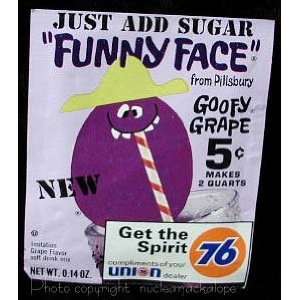  Funny Face Drink Mix Packet 1970 Premium Pack Goofy Grape 