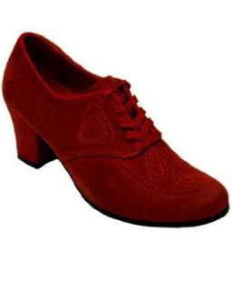  Aris Allen Womens Red 1930s Vintage Velted Oxford Swing 