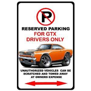  1969 Plymouth GTX Muscle Car toon No Parking Sign 