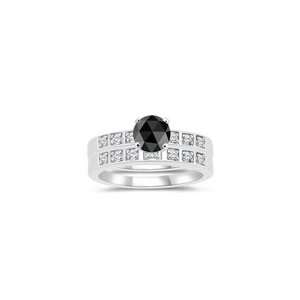  1.37 1.76 Cts Black & White Diamond Matching Ring Set in 