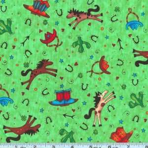  45 Wide Giddyup Kids Allover Lime Fabric By The Yard 