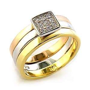 Tricolor Brass Ring Fashioned with a Triple Ring Design Accented with 