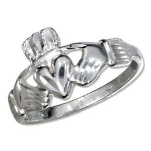   Medium Diamond Cut Claddagh Heart in Hands Ring (size 06) Jewelry