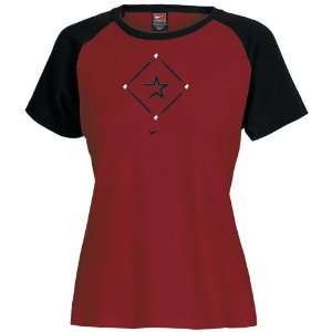  Nike Houston Astros Crimson Ladies On Base Raglan T shirt 