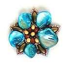 E5863 TURQUOISE PEARL SHELL BEADED APPLIQUE MOTIF 2