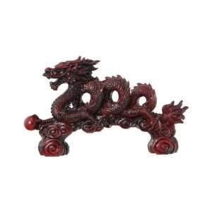  7 Inches Wide Dark Cherry Asian Dragon Statue