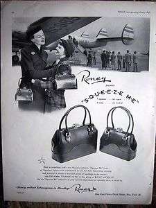 1950 Vintage RONAY Squeeze Me Womens Handbag Purse Ad  