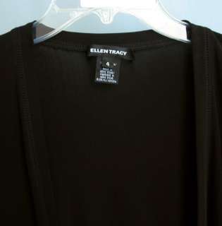 Ellen Tracy Wrap Dress Black Rayon Jersey 4 #2029  