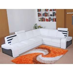   Leather Sectional Sofa Set   White / Black   RSF