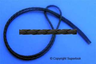 BOLO CORD Real Leather Braided Bola Tie ~ BLACK 4mm  