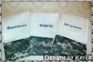 Designs by Keri 3 Burp Cloths Military choose fabric  