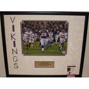  NEW Adrian Peterson SIGNED SUEDE Framed Display JSA 