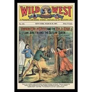 Wild West Weekly Young Wild West and the Gila Girl   12x18 Framed 