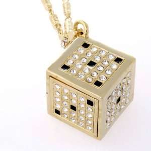  Iced 3D Bling CZ Dice Cube Pendant , Gold Tone Everything 