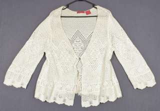 Thalia Sodi Size XL 16 18 Creme Crocheted Cotton Sweater  