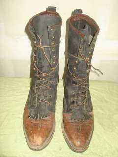 LADIES VINTAGE ROPER PACKER LACE UP 2 TONE BOOT SIZE 9.5 M  