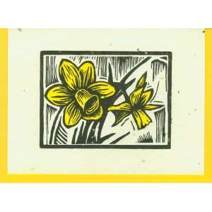   ® Woodcut Daffodil Letterpress Cards 4 pack
