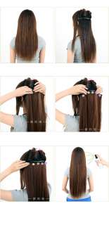 One Piece long straight hair extension clip on fashion black /brown 