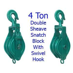  4 Ton Double Sheave Snatch Block 8 Pulley Swivel Hook 