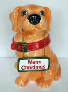 CKA cookie jar dog puppy labrador Christmas welcome red  