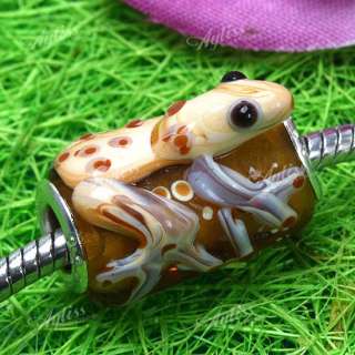 PCS LAMPWORK GLASS FROG RED BIG HOLE BEADS CHARM L6  