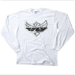   Long Sleeve T Shirt. White. Customer FLY Graphics on Front. 352 4014