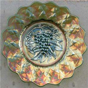 Imperial Green Grape Chop Plate Carnival Glass Platter  
