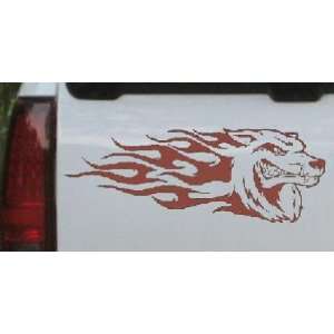 Brown 3in X 8.1in    Wolf With Tribal Flames Tribal Car Window Wall 