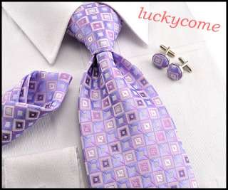 New Silk Mens Ties Necktie set Cufflinks Hanky Gift 078  