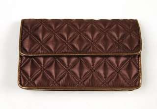 MARC JACOBS Quilted Satin Evening Bag Clutch Brown NEW  