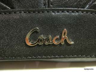 NWT COACH Large Leather Flap Black Wristlet Wallet 45981  