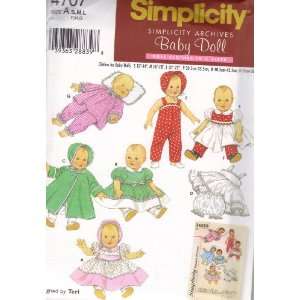 Simplicity Pattern 4707 for Baby Doll Clothes in Three 